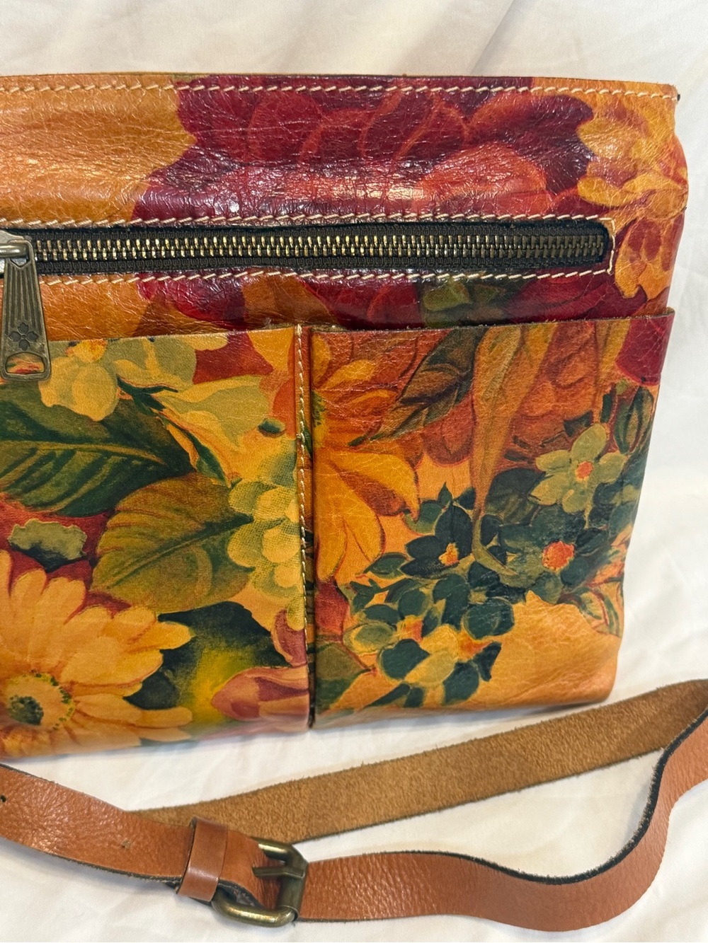 Patricia Nash English Country Floral Leather Crossbody Organizer Bag - Picture 3 of 9